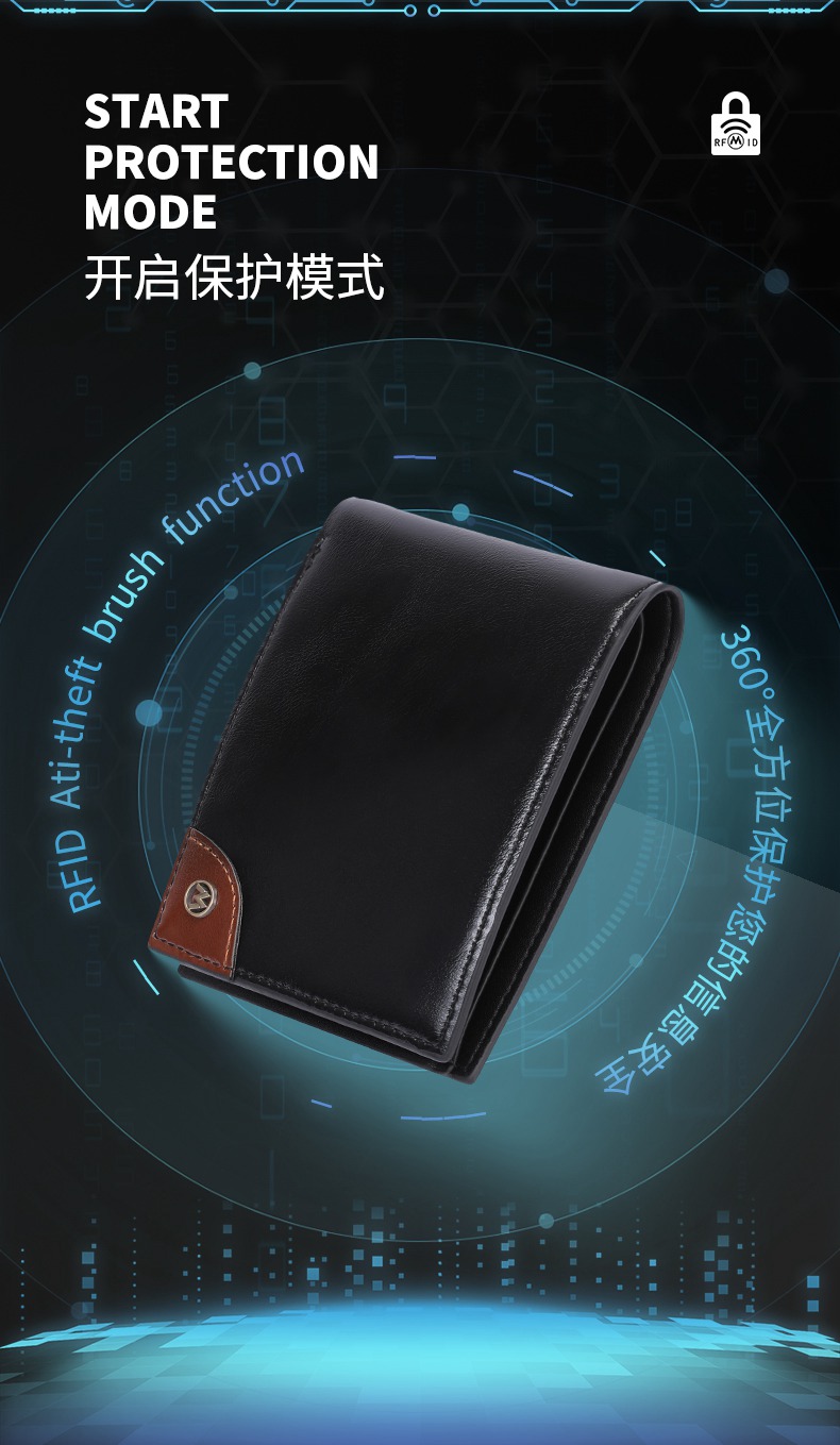 MANDU mandu new fashion PU multi-card money clip multi-functional rfid anti-theft brush wallet men's wallet